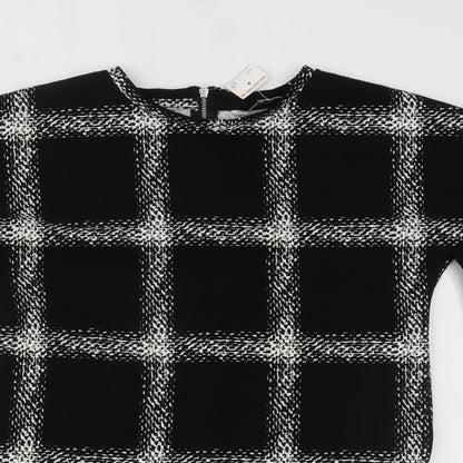 F&F Womens Black Check  Basic Blouse Size 6