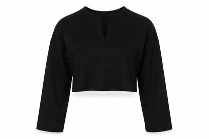 Womens UK Size 14 Boohoo Black Cropped Blouse