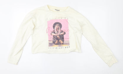 Destination Girls White   Pullover Sweatshirt Size 13-14 Years