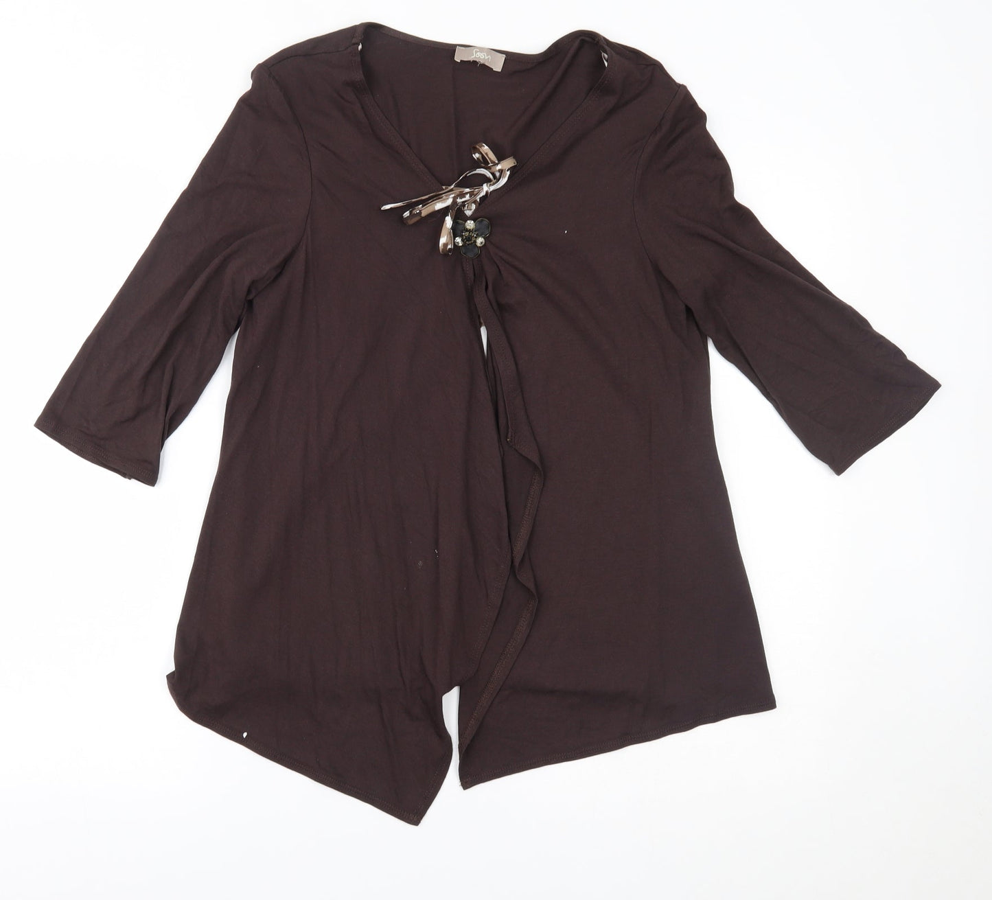 Womens UK Size 14 Soon Brown Basic Blouse