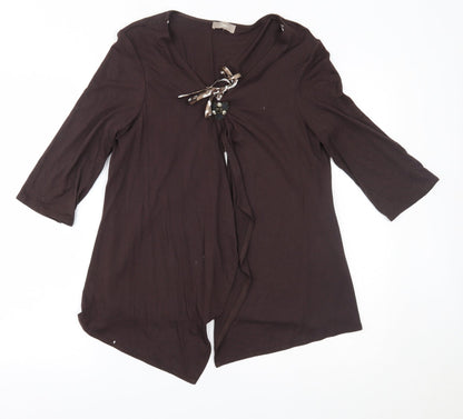 Womens UK Size 14 Soon Brown Basic Blouse