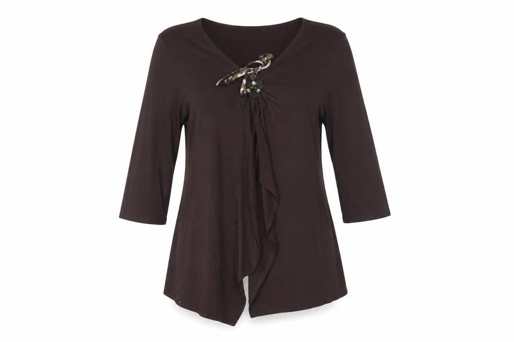 Womens UK Size 14 Soon Brown Basic Blouse