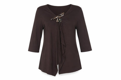 Womens UK Size 14 Soon Brown Basic Blouse