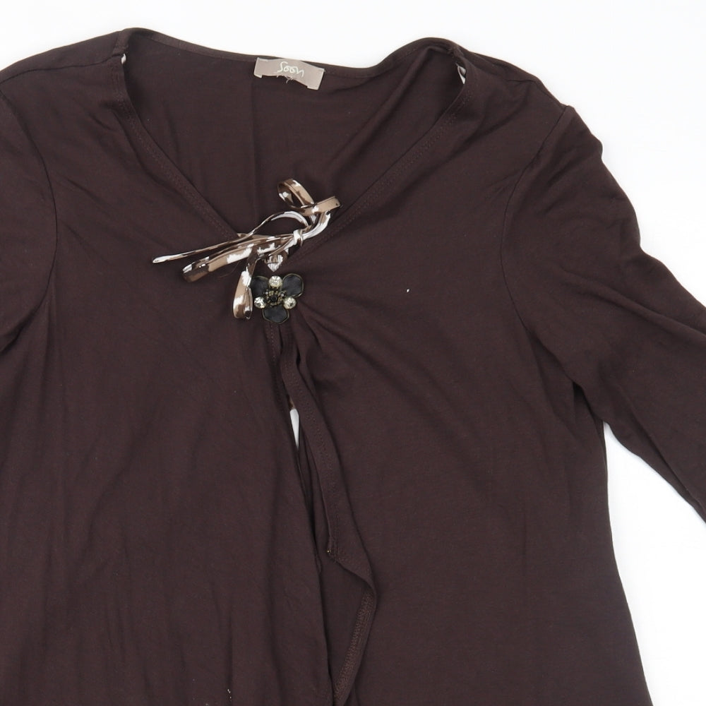 Womens UK Size 14 Soon Brown Basic Blouse