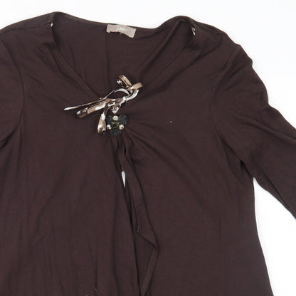 Womens UK Size 14 Soon Brown Basic Blouse
