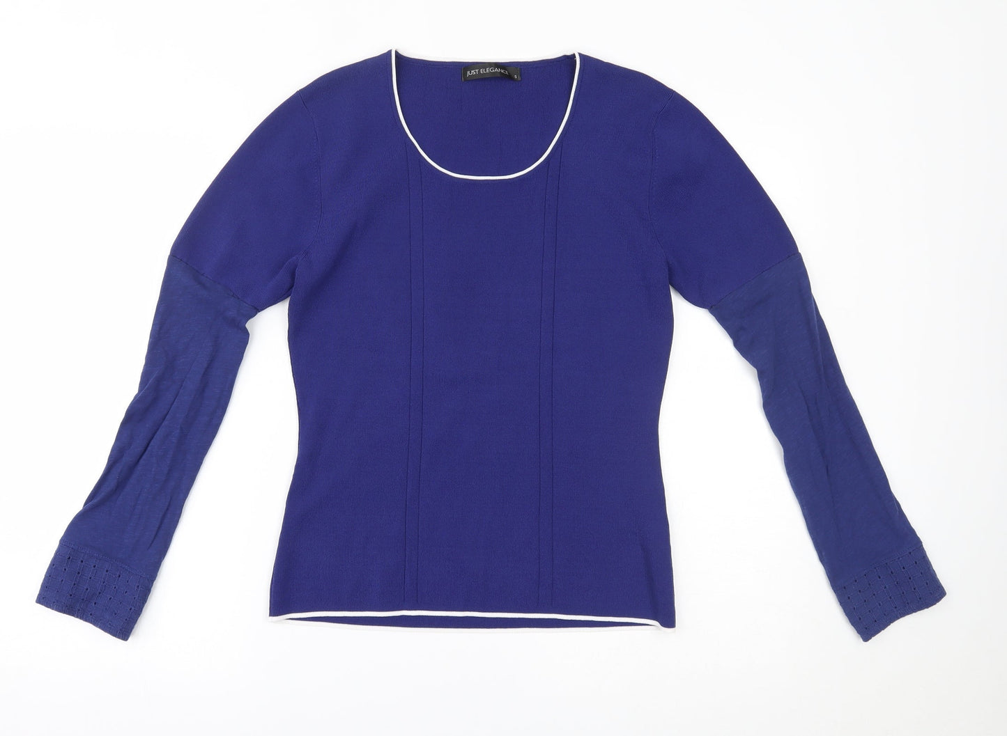 Womens UK Size S JUST ELEGANCE Blue Basic Blouse