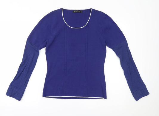 Womens UK Size S JUST ELEGANCE Blue Basic Blouse