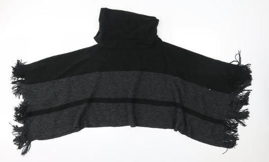 F&F Womens Grey Striped   Poncho Size S