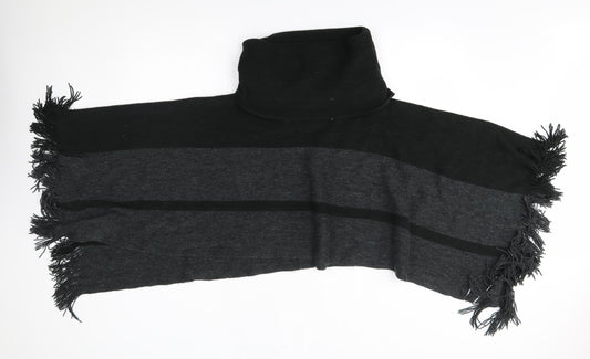F&F Womens Grey Striped   Poncho Size S