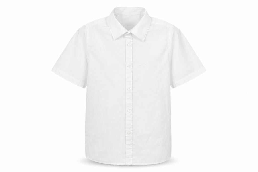 Front view of Marks & Spencer boys’ white basic button-up, size 8-9, years