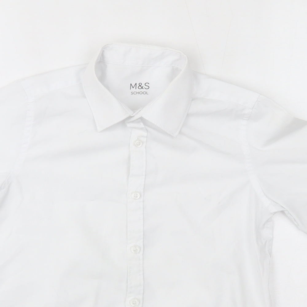 M&S Boys White   Basic Button-Up Size 8-9 Years