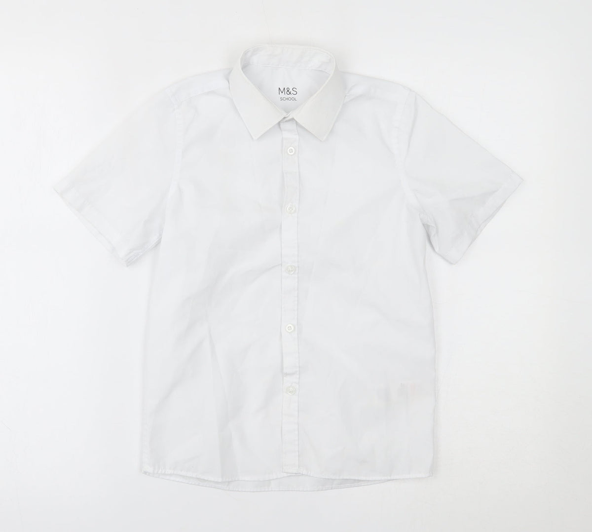 Additional front view of Marks & Spencer boys’ white basic button-up, size 8-9, years