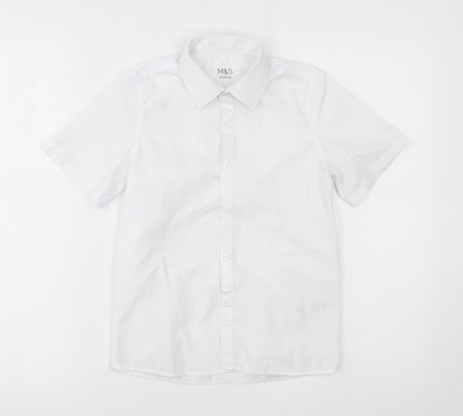 Additional front view of Marks & Spencer boys’ white basic button-up, size 8-9, years