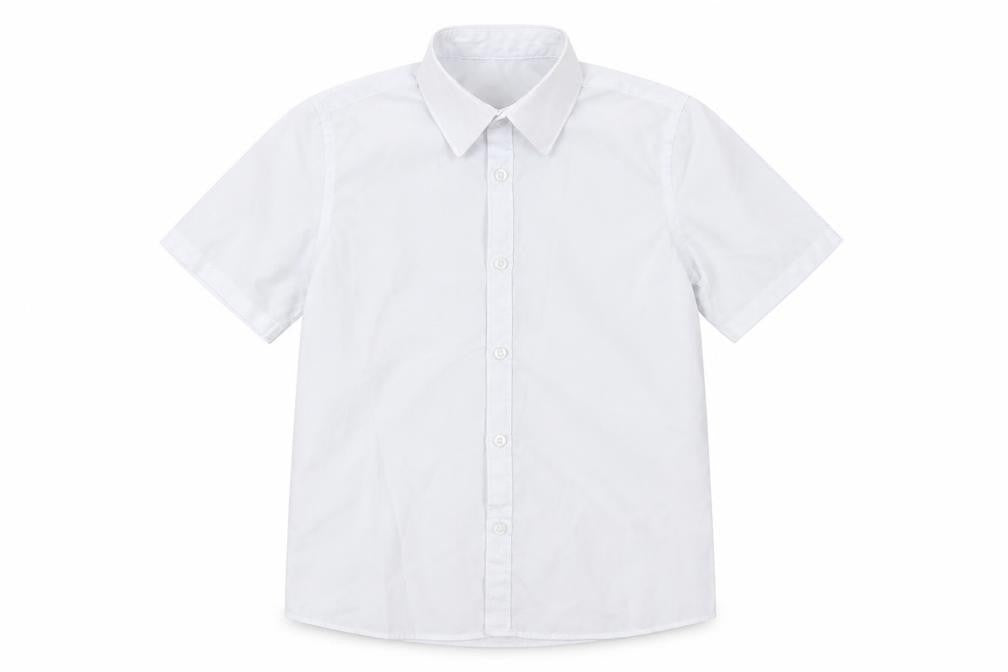 Front view of Marks & Spencer boys’ white basic button-up, size 8-9, years