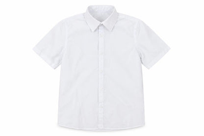 Front view of Marks & Spencer boys’ white basic button-up, size 8-9, years