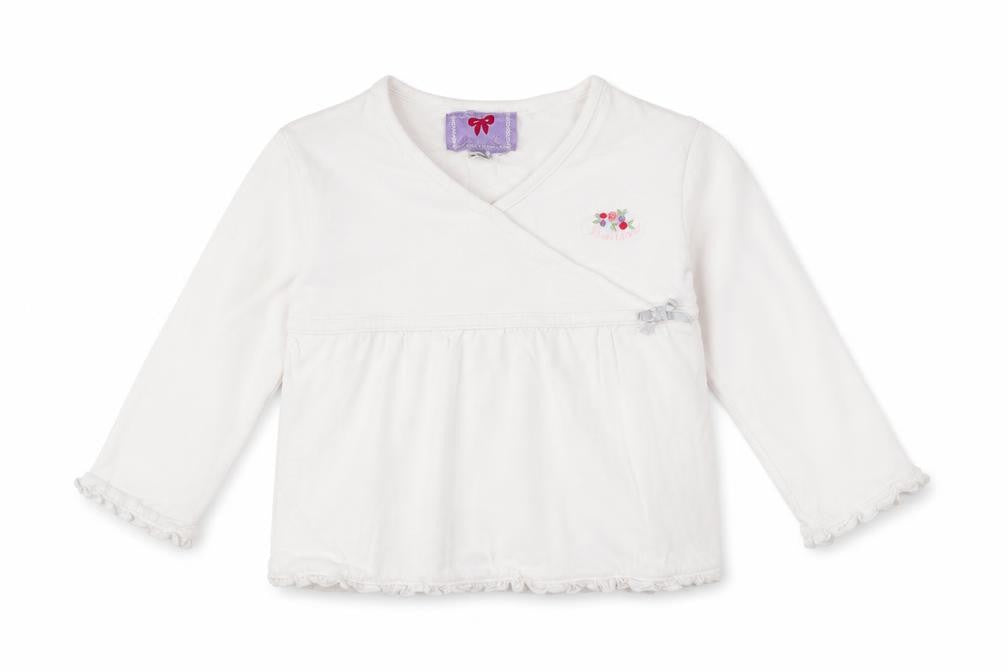 Front view of Debenhams Baby White Wrap T-Shirt, size 18-24, Months