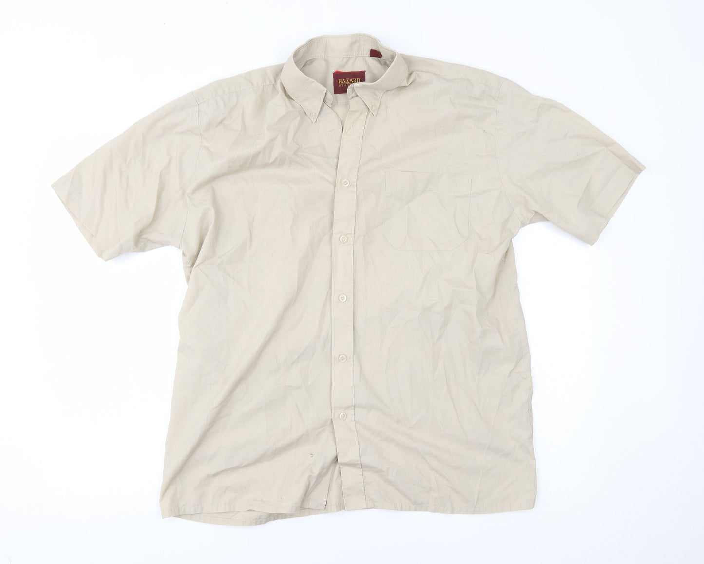 Mens UK Size M hazard Beige  Button-Up Short Sleeve Casual Shirt