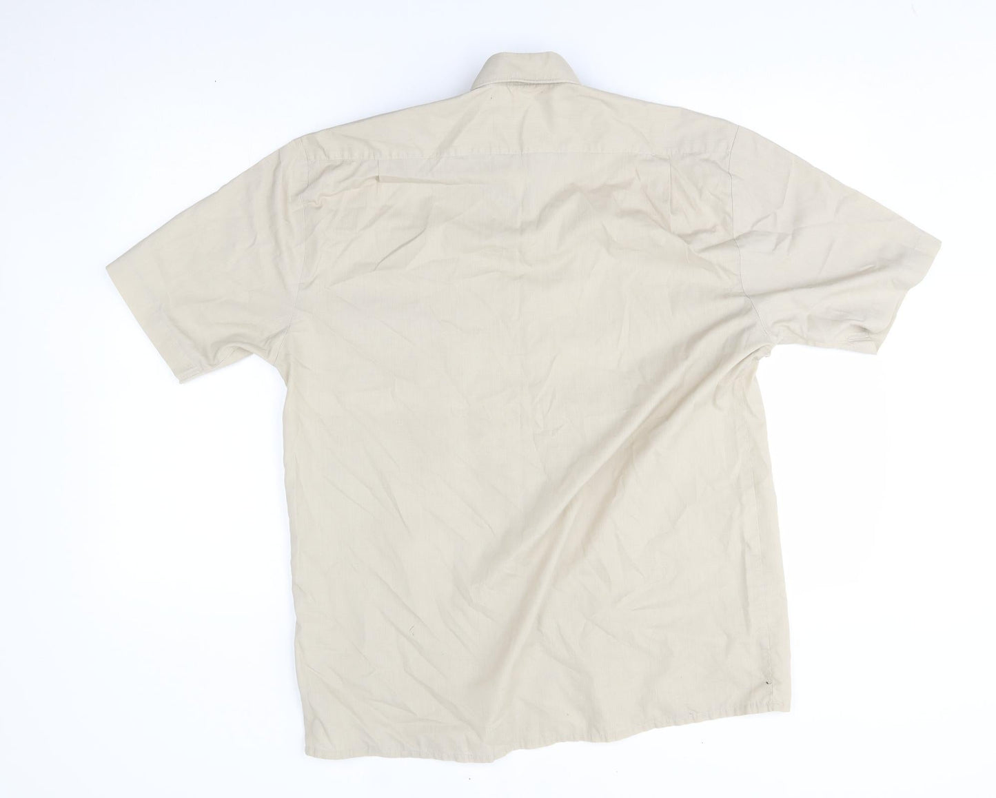 Mens UK Size M hazard Beige  Button-Up Short Sleeve Casual Shirt