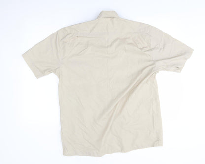 Mens UK Size M hazard Beige  Button-Up Short Sleeve Casual Shirt