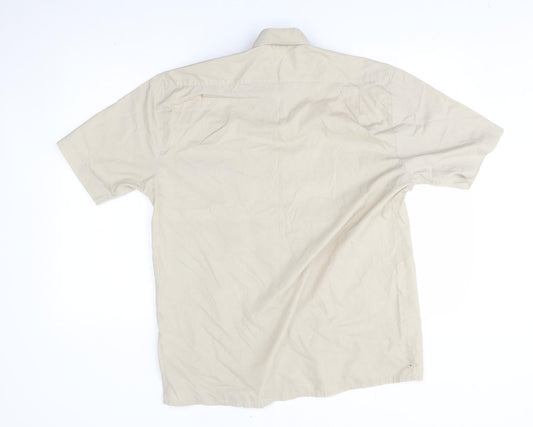 Mens UK Size M hazard Beige  Button-Up Short Sleeve Casual Shirt
