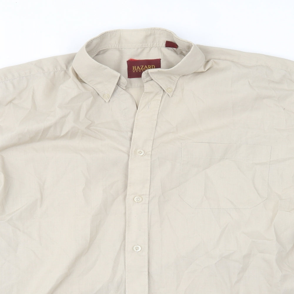 Mens UK Size M hazard Beige  Button-Up Short Sleeve Casual Shirt