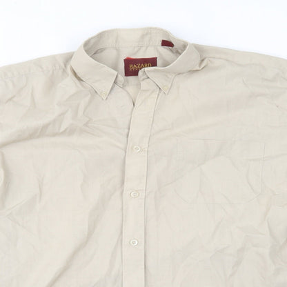 Mens UK Size M hazard Beige  Button-Up Short Sleeve Casual Shirt