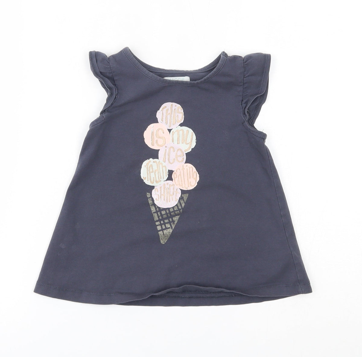 Additional front view of Maggie & Zoe girls’ blue basic blouse, size 3-4, years