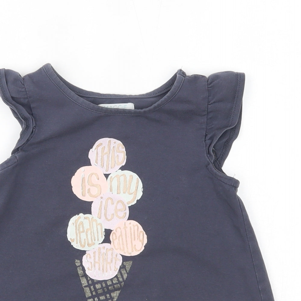 Close-up detail of Maggie & Zoe girls’ blue basic blouse, size 3-4, years