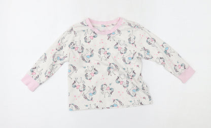 Matalan Girls White    Pyjama Top Size 3-4 Years  - unicorn