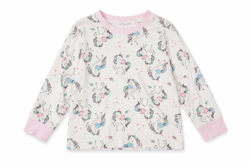 Front view of Matalan girls’ white pyjama top, size 3-4, years - unicorn