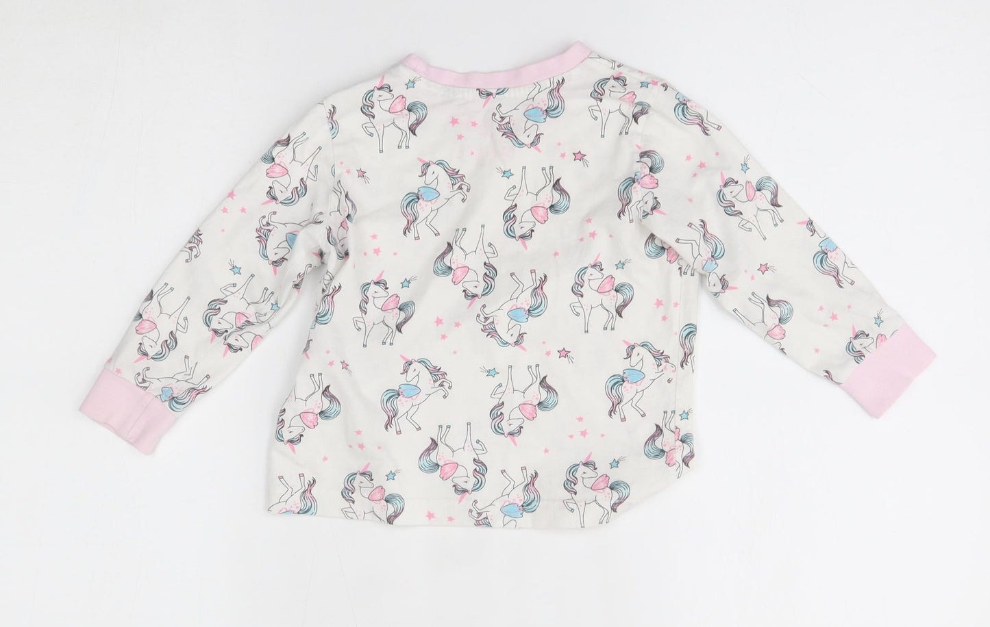 Matalan Girls White    Pyjama Top Size 3-4 Years  - unicorn