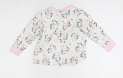 Matalan Girls White    Pyjama Top Size 3-4 Years  - unicorn