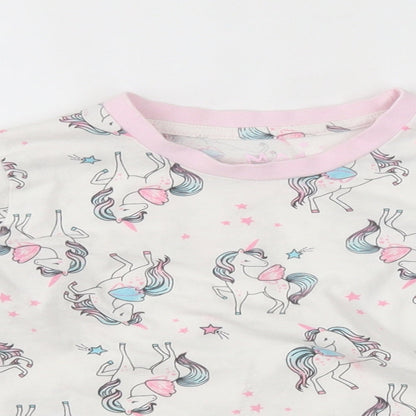 Matalan Girls White    Pyjama Top Size 3-4 Years  - unicorn