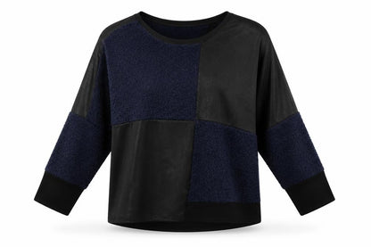 Front view of Mat women’s blue geometric jumper, size M