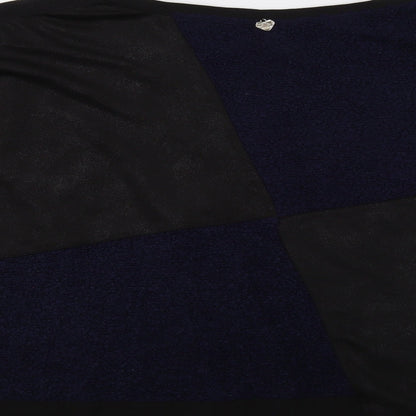 Brand and care label for Mat women’s blue geometric jumper, size M