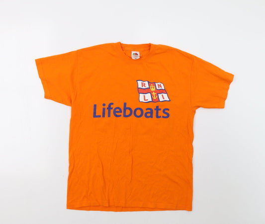 Womens UK Size M Fruit of the Loom Orange Basic T-Shirt