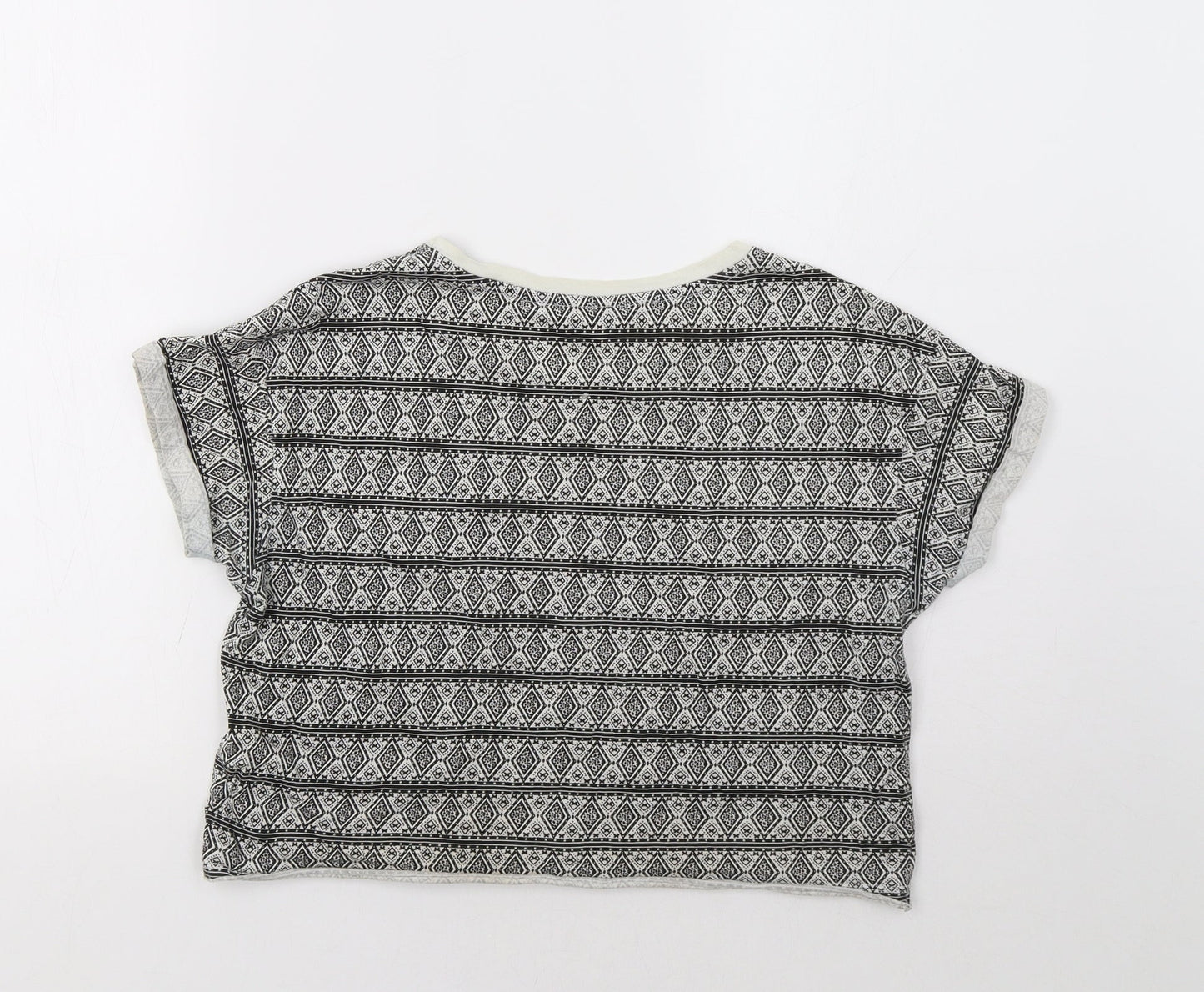New Look Girls Black Geometric  Cropped Polo Size 12-13 Years