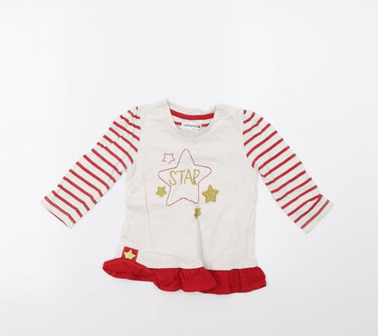 Ladybird Baby White Striped  Basic Blouse Size 12-18 Months