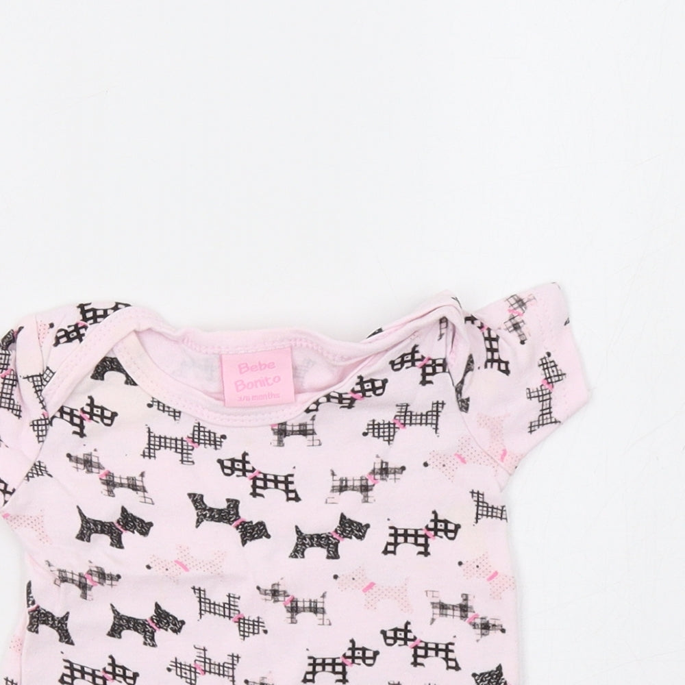 Bebe Bonito Baby Pink   Romper One-Piece Size 3-6 Months  - Dog Print
