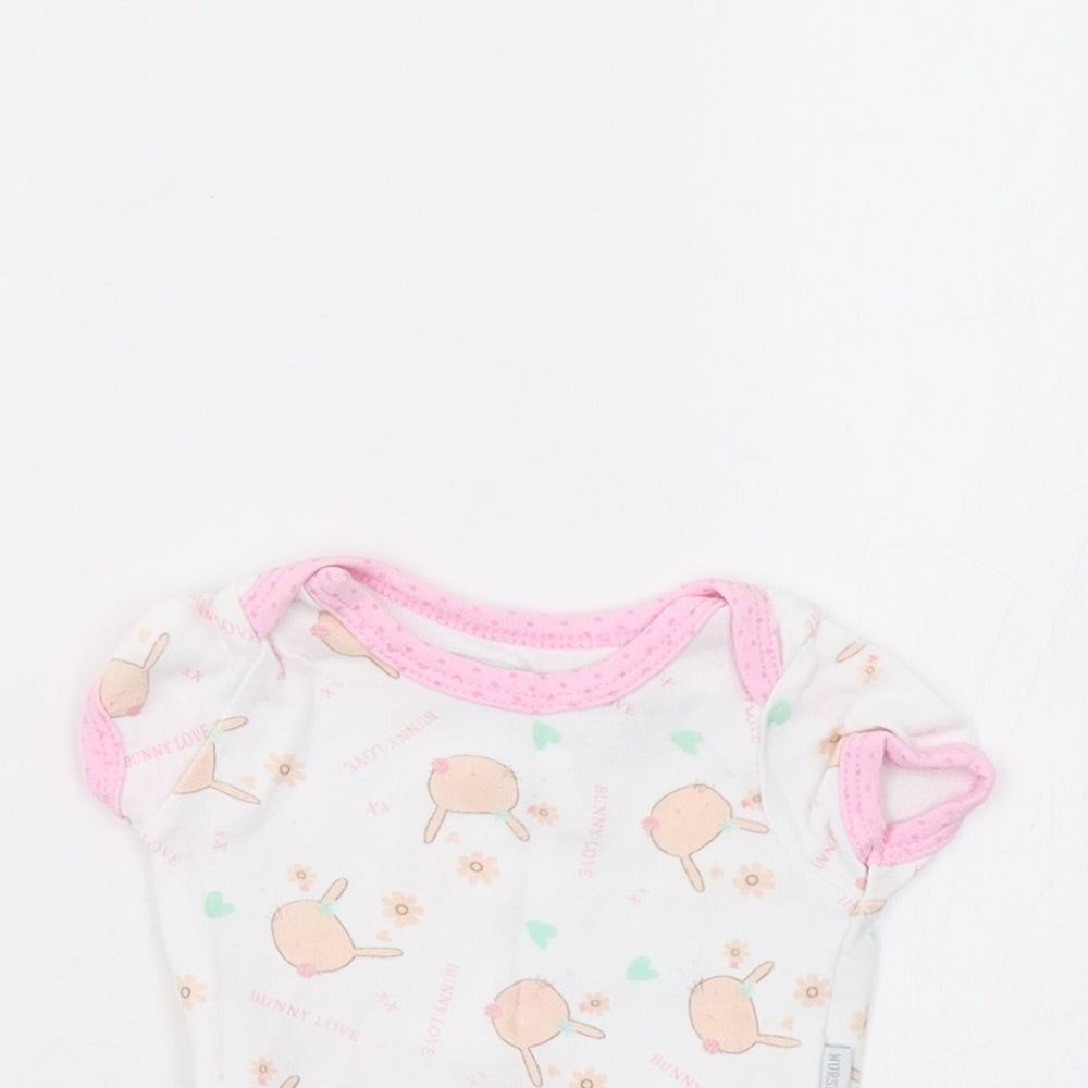 Nursery Rhyme Baby White   Romper One-Piece Size 0-3 Months  - Bunnies