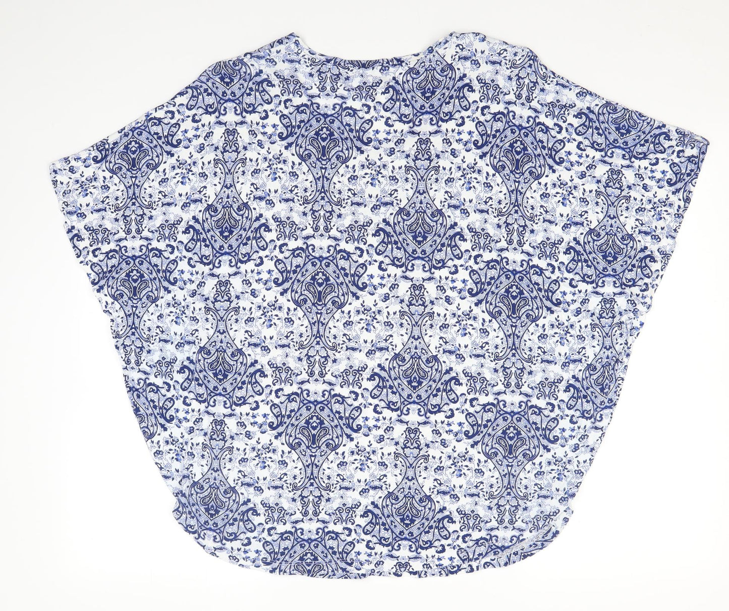 Miss Milla Womens Blue Paisley  Basic Blouse Size L