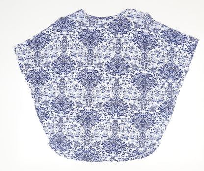 Miss Milla Womens Blue Paisley  Basic Blouse Size L