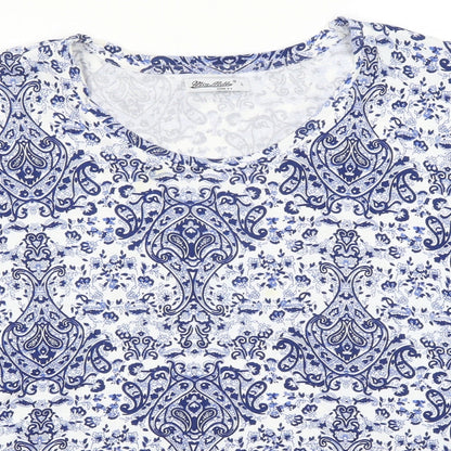 Miss Milla Womens Blue Paisley  Basic Blouse Size L