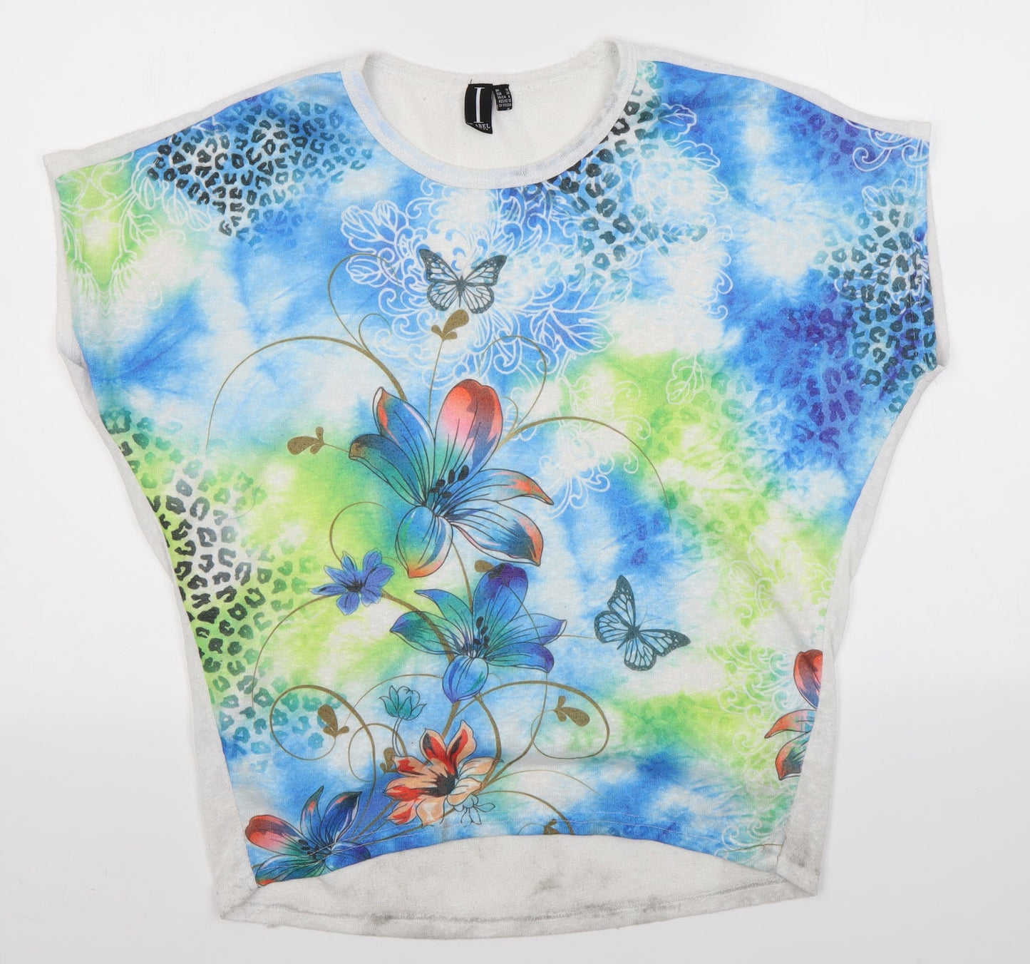 Womens UK Size 10 Izabel LONDON Multicoloured Basic T-Shirt