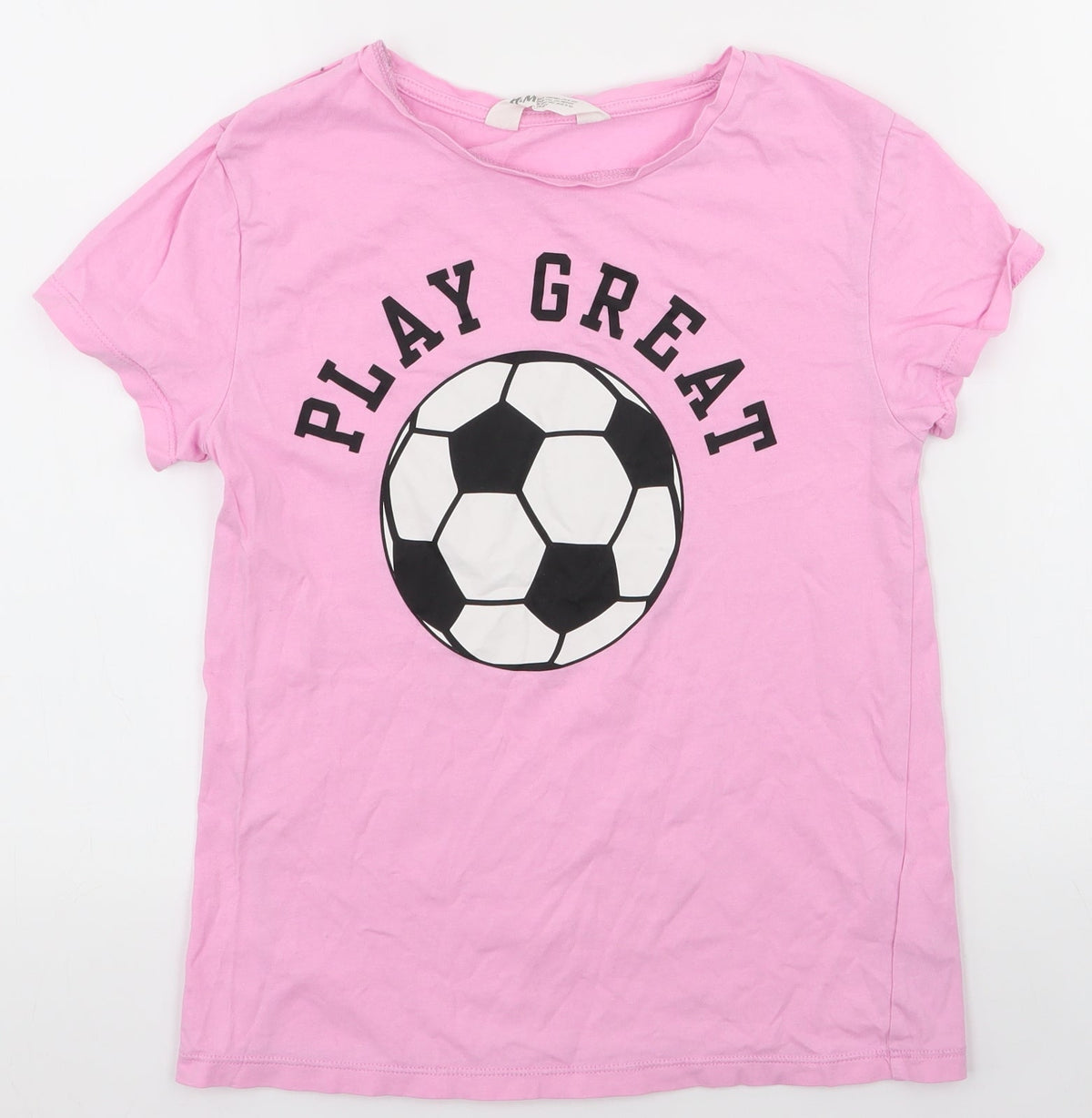 Additional front view of H&M girls’ pink basic polo, size 8-9, years