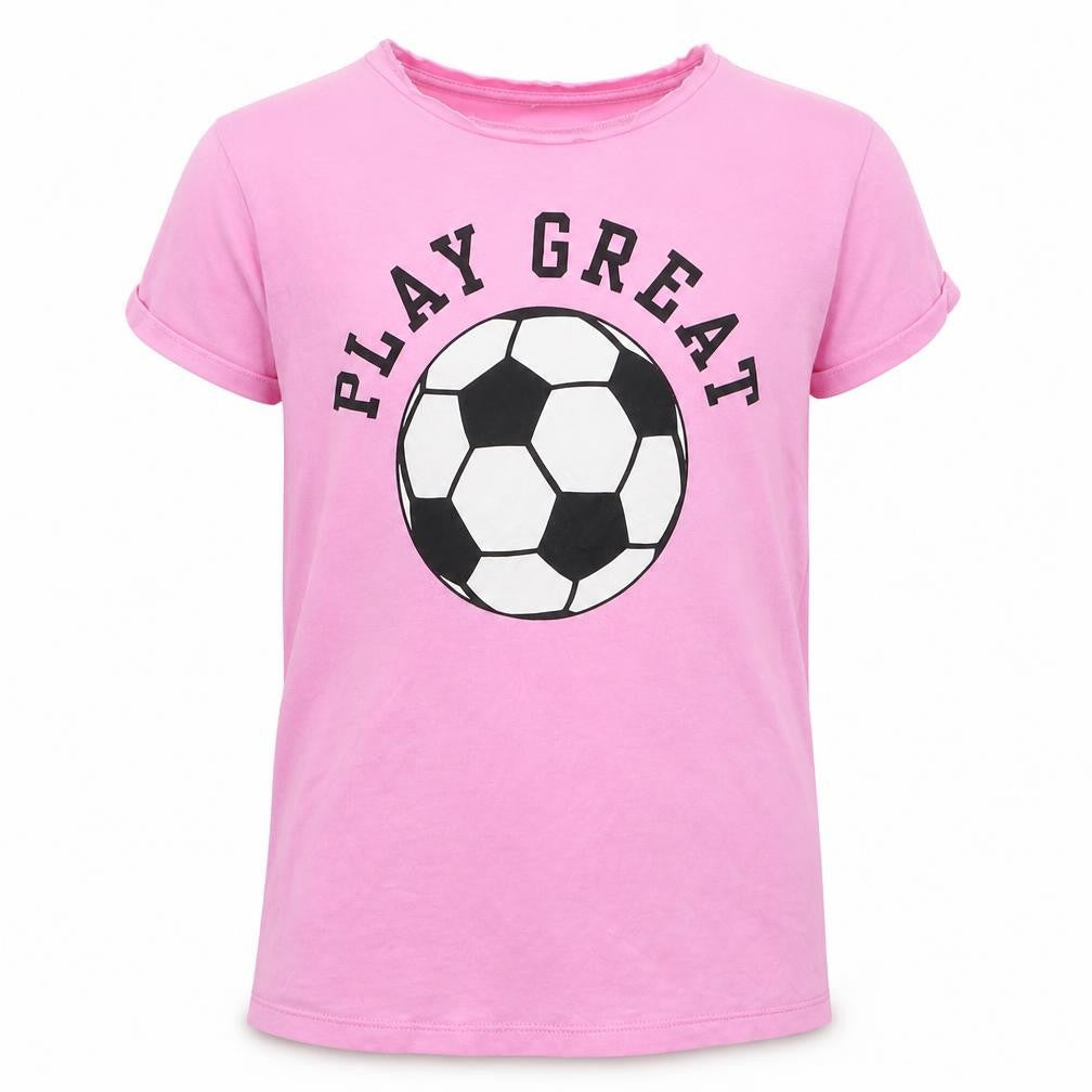 Front view of H&M girls’ pink basic polo, size 8-9, years