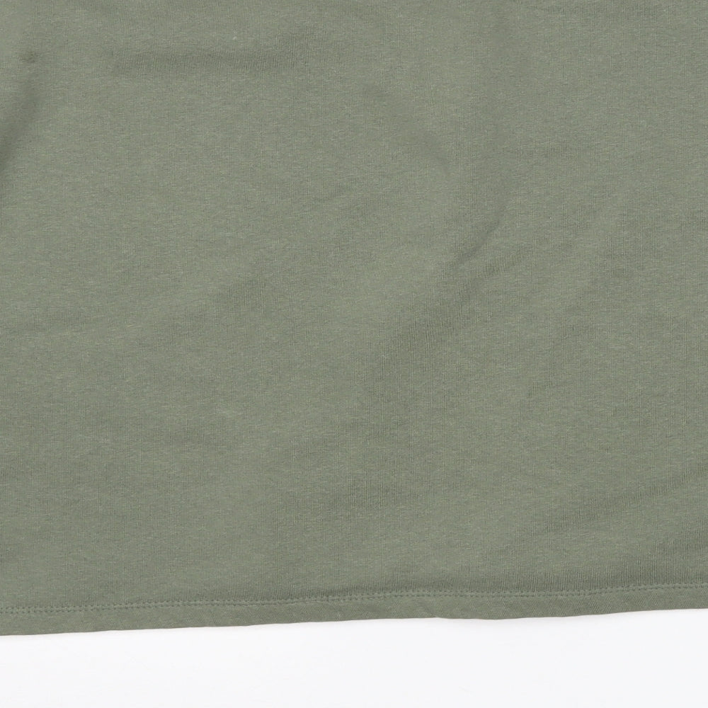 Brand and care label for Primark women’s green pullover sweatshirt, size L