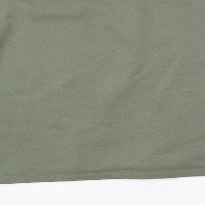 Brand and care label for Primark women’s green pullover sweatshirt, size L