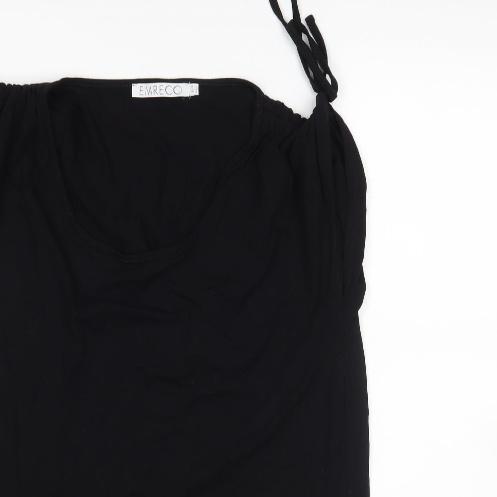 Womens UK Size 14 Emreco Black Basic T-Shirt