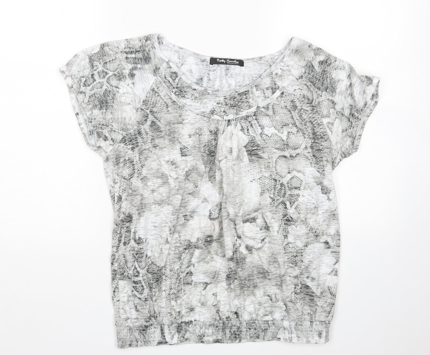 Betty Barclay Womens Grey Animal Print  Basic T-Shirt Size 12